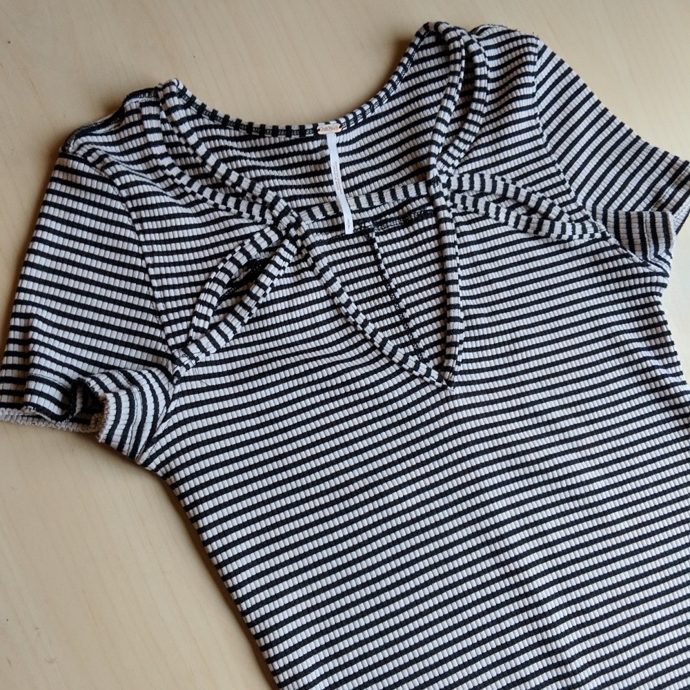Free People Frenchie Cut Out Striped Shirt